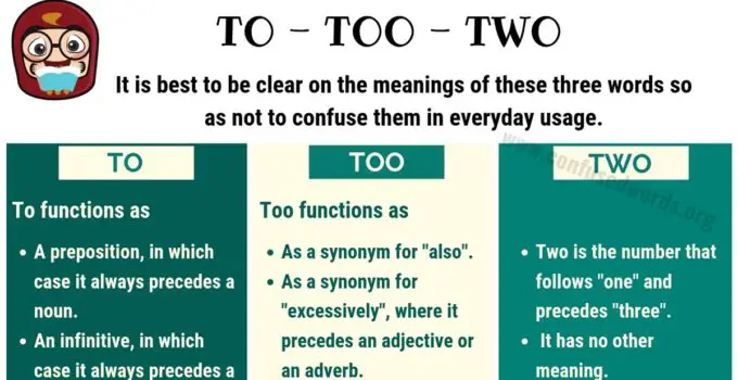 TO TOO TWO: How to Use To vs Too vs Two in English