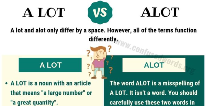 ALOT or A LOT: How to Use A Lot vs Alot Correctly?