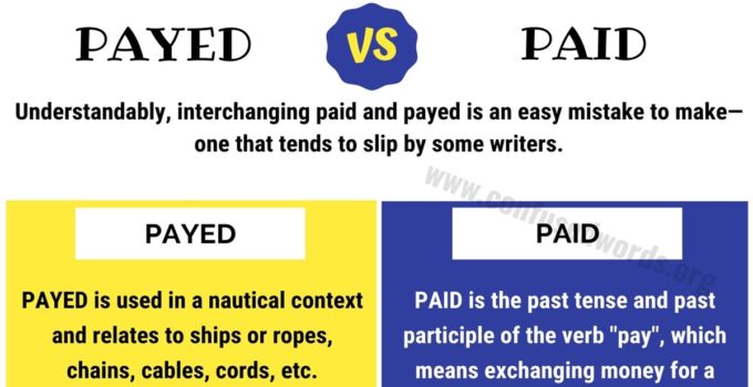 PAYED vs PAID: Useful Difference between Paid vs Payed